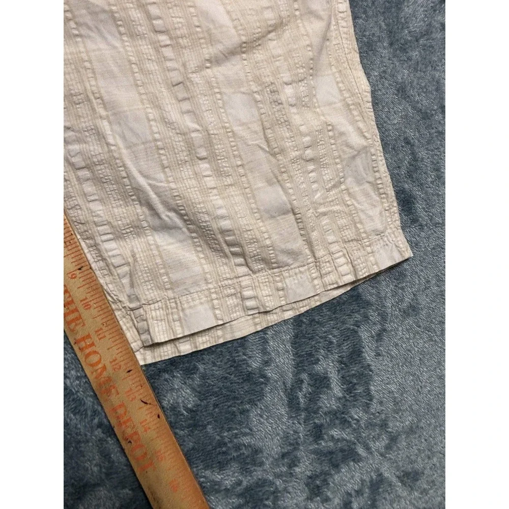 Calvin Klein Mens Shorts 36 Flat Front Beige Plaid 100% Cotton Casual RN36543